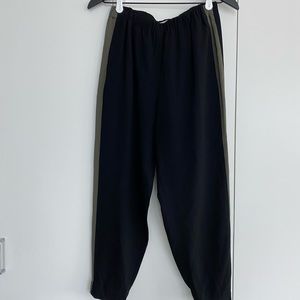 Aritzia Pantsuit Black with Green/Olive Stripes